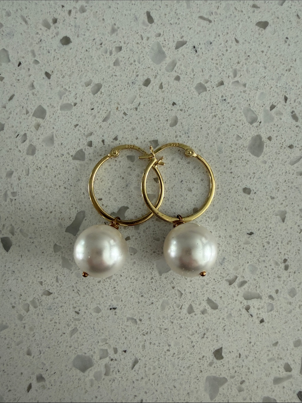 Shashi Gold Hoop Earrings With White Pearl Drops